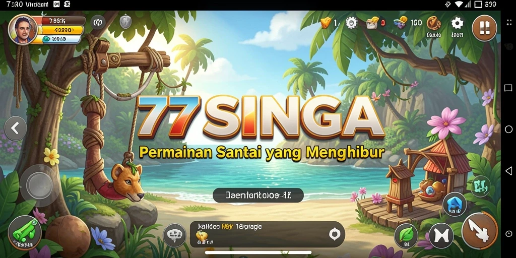 Screenshot 77SINGA menampilkan gameplay yang seru dan penuh warna.
