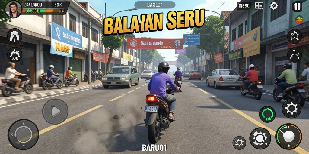 Gameplay mendebarkan dalam balapan yang penuh aksi.