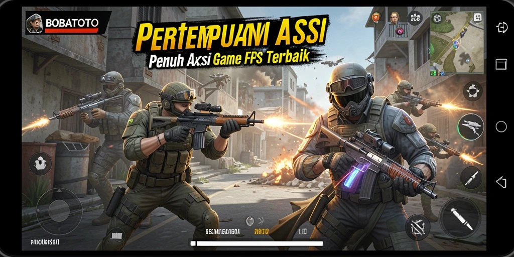Tampilan gameplay seru dalam BOBATOTO dengan aksi tembak-menembak yang mendebarkan.