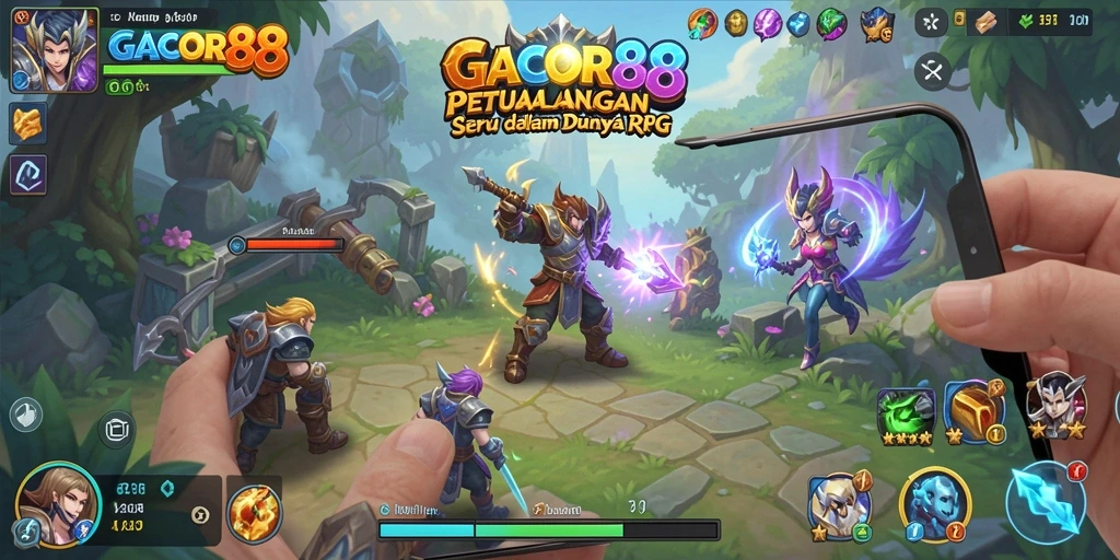 Screenshot GACOR88 menampilkan aksi seru dalam pertarungan RPG.