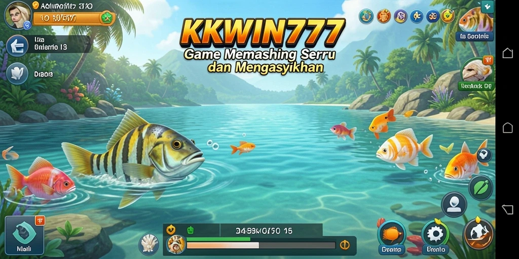 Tampilan gameplay KKWIN777 menampilkan serunya memancing dengan berbagai ikan dan lokasi menarik.