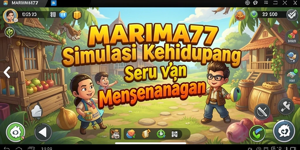 Screenshot gameplay menunjukkan interaksi karakter dalam MARIMA77 yang menyenangkan.