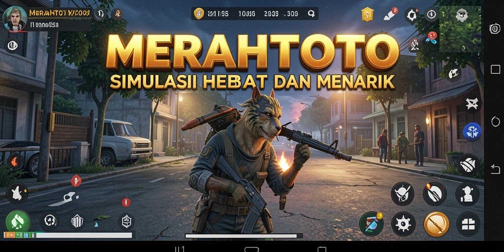Screenshot gameplay MERAHTOTO menunjukkan interaksi dan eksplorasi dunia virtual.