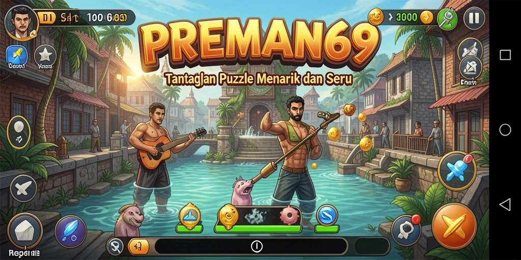 Tampilan grafis menarik dari gameplay Puzzle PREMAN69.
