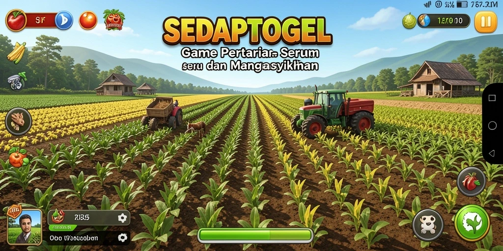 Tampilan gameplay SEDAPTOGEL yang menampilkan proses bertani yang seru.