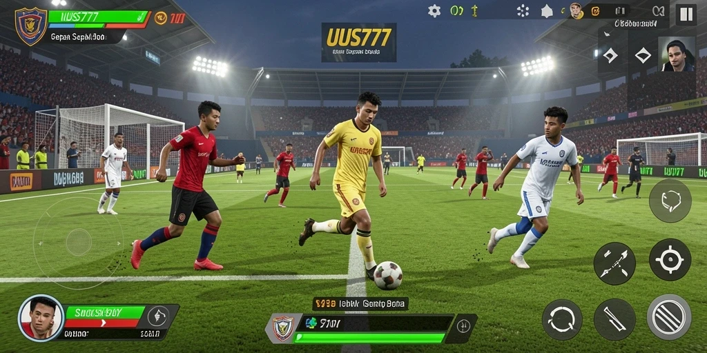 Tampilan gameplay mendebarkan dari UUS777 yang penuh aksi sepak bola.